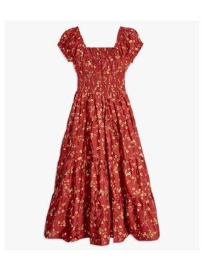 Danielle Bernstein Smocked Puff Sleeve Poplin Dress Size Small